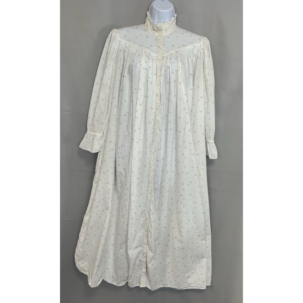 Vintage Eileen West Queen Anne's Lace Nightgown Women's Med Sleepwear Cotton Y2K